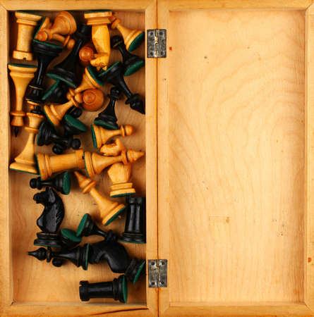 Many chess pieces in a boxの写真素材