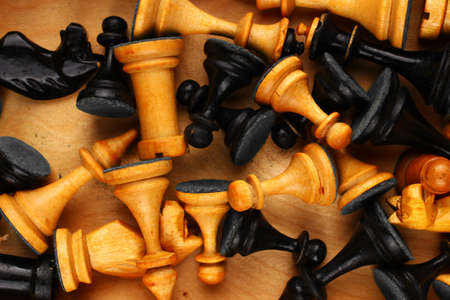 Many chess pieces in a boxの写真素材