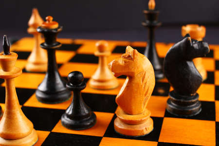 Chess board while playing close upの写真素材