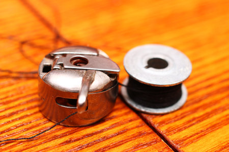 Accessories for the sewing machine close-upの写真素材