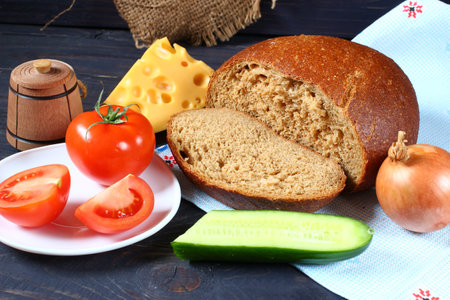 Simple rustic food. Delicious still life.の写真素材