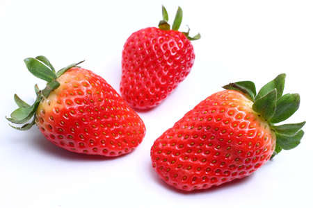 Red strawberry berry on a white background isolateの写真素材
