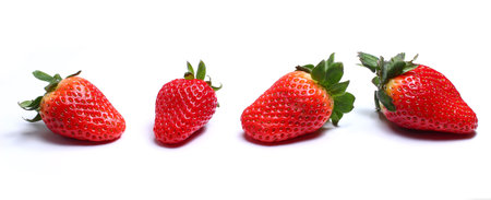 Red strawberry berry on a white background isolateの写真素材