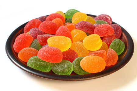 Colored sweets jelly candies in a plateの写真素材