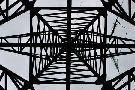 Support of power lines. Bottom view.の写真素材