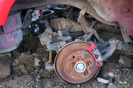 Disassembled old car. Scrap from the car.の写真素材