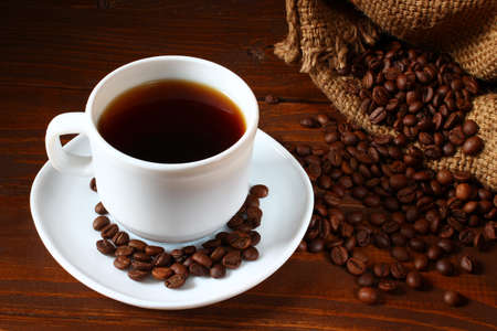 Cup of coffee and coffee beans. Beautiful still lifeの写真素材