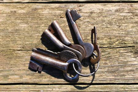 Bunch of keys on old blackboard