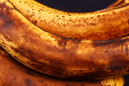 Rotten bananas on dark background close upの写真素材