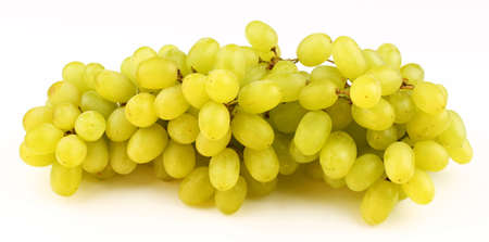 White grape Sultana Thompson Seedless on a white backgroundの写真素材