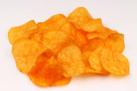 Potato chips on a white background