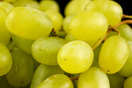 yellow grape Sultana Thompson Seedless Kishmish on black backgroundの写真素材