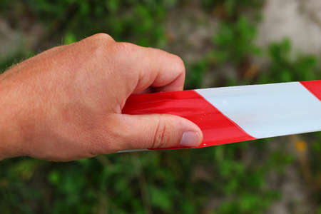 Restrictive tape at the scene of the accidentの写真素材