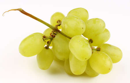 yellow grape Sultana Thompson Seedless Kishmish on white backgroundの写真素材