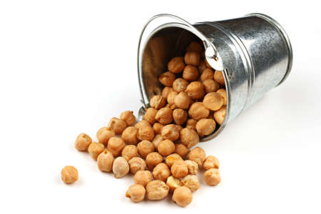 chickpeas buckets on a white backgroundの写真素材
