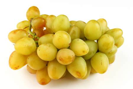 White Laura grapes on a white backgroundの写真素材