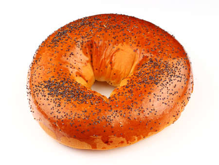 Baking bagel on a white backgroundの写真素材
