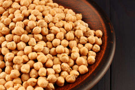 chickpeas peas in a plate close upの写真素材