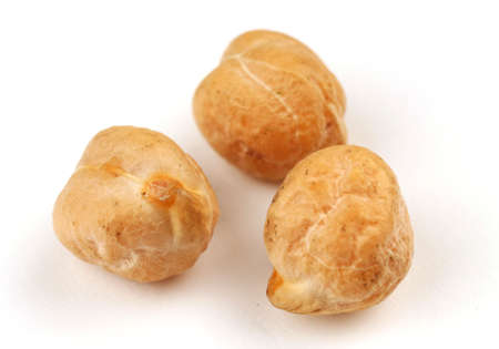 Chickpeas pea several on a white backgroundの写真素材