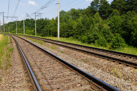 Railway track on a summer day.の写真素材