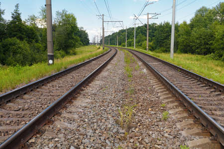 Railway track on a summer day.の写真素材