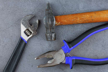 Hand tools. Adjustable wrench and pliersの写真素材