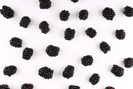 Many blackberries on a white background are regularの写真素材