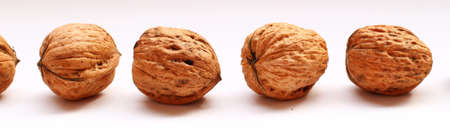 Walnuts on a white background