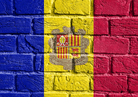 Flag of Andorra on the wallの写真素材