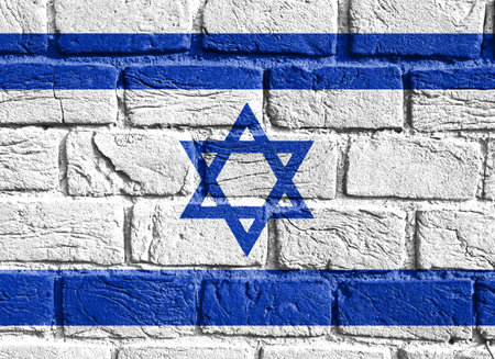 Flag of Israel on the wallの写真素材