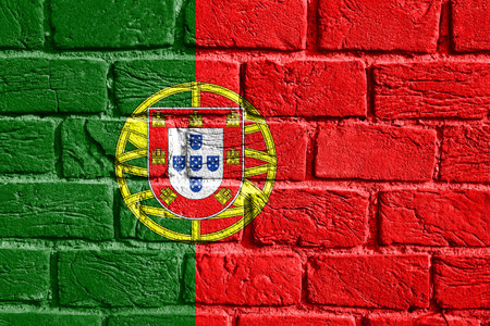 Flag of Portugal on the wallの写真素材
