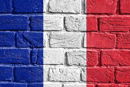 Flag of France on the wallの写真素材