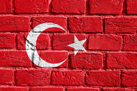 Flag of Turkey on the wallの写真素材
