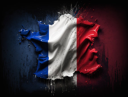France flag made of oil paint. Neural network generate artの素材