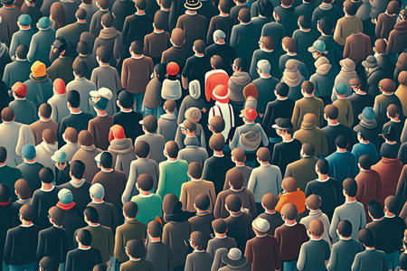 many people crowd. AI generated.の素材