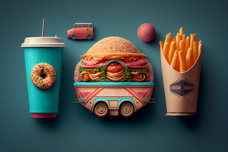 Fast food and street food. AI generated.の素材