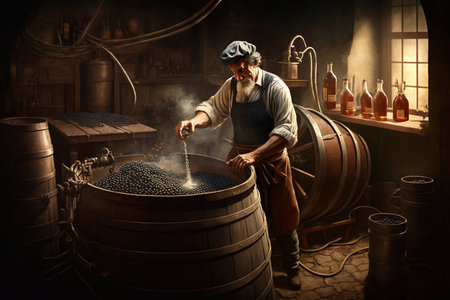 Winemaking and wine production. AI generated.の素材