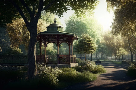 Beautiful park in summer. AI generated.の素材