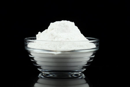 Protein powder in a transparent bowlの写真素材