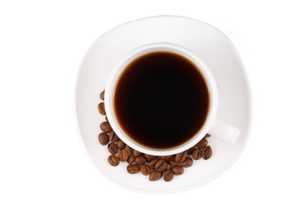 Coffee in a cup on a white background isolateの写真素材