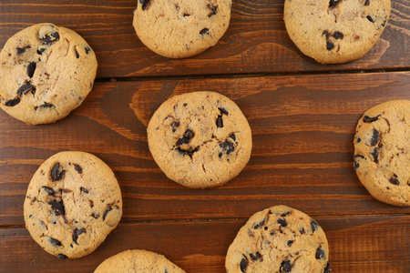Cookies with chocolate. Appetizing homemade cookies.の写真素材