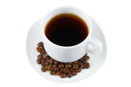 Coffee in a cup on a white background isolateの写真素材