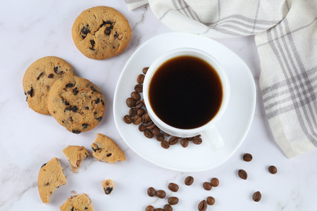 Cookies with chocolate. Appetizing homemade cookies.の写真素材