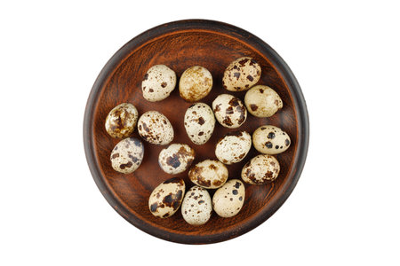 Quail eggs on a plate isolate.の写真素材