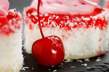 Appetizing red cakes. nice food photo.の写真素材