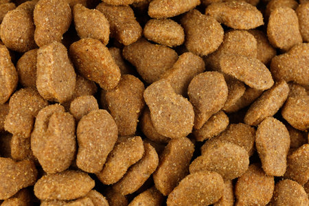 Close-up of cat food. Brown fodder for animals.の写真素材