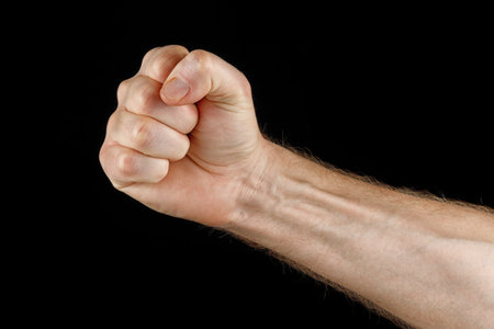 Hand and fist as a symbol of protestの写真素材