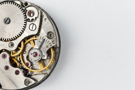 Clockwork close up. The clock mechanism close-up. Old Clock Watch Mechanismの写真素材