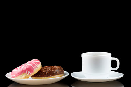 Donuts with coffee and milk.の写真素材