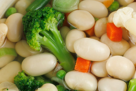 white beans cooked ready to eat bean boiled legumes on the table healthy food meal. Healthy Eating.の写真素材